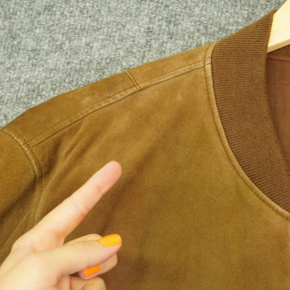 Polo Ralph Lauren Goat Suede Bomber Jacket Mens XL Tan Full Zip Utility Pocket